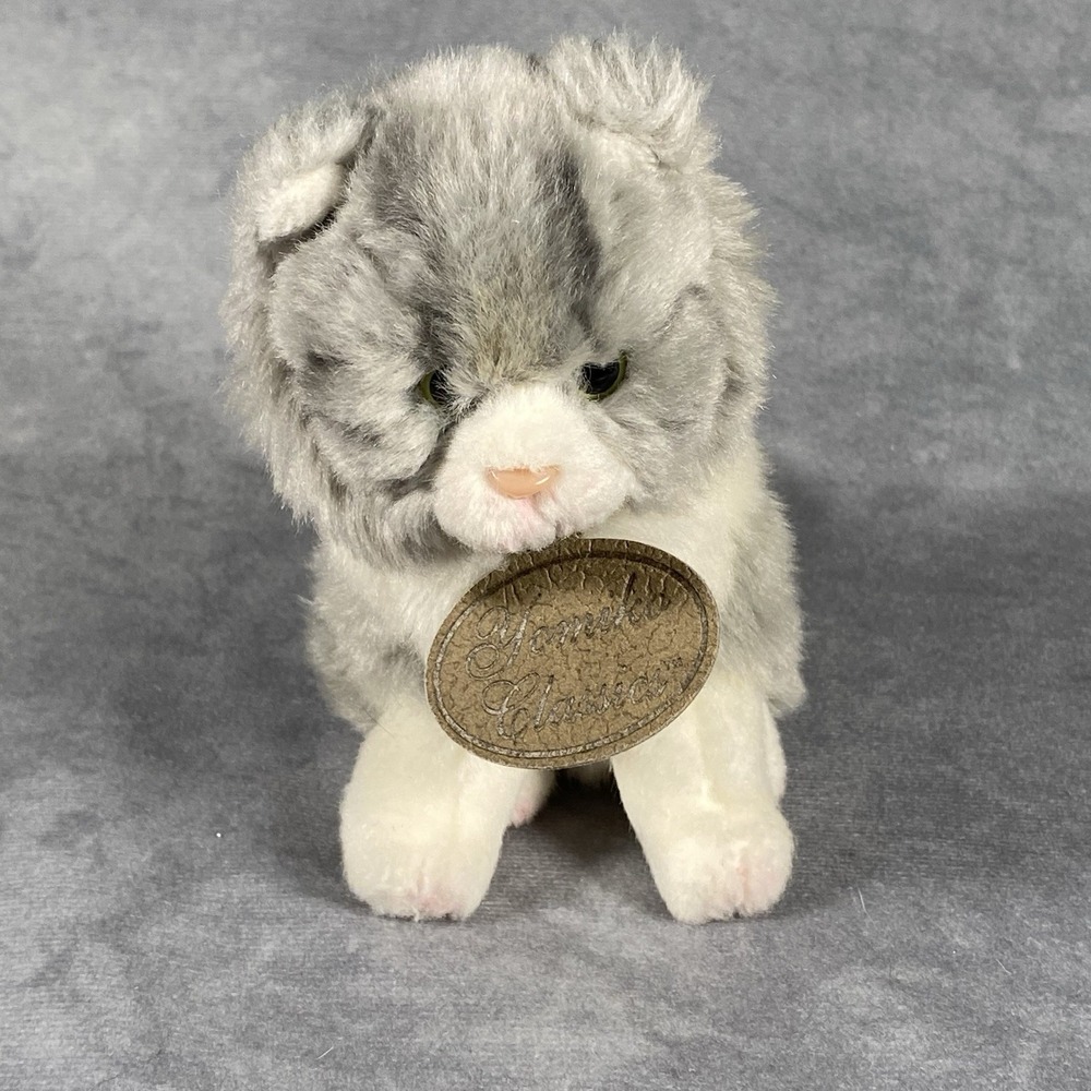 Russ Berrie Yomiko Classic Grey Tabby Cat Plushie Collectable Stuffed Animal